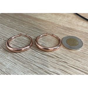 Rose gold colour - Chunky Hoop earrings- quality costume.